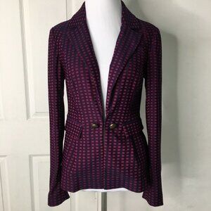 Modcloth Womens Blue Red Blazer Jacket Size Small Bow in Back